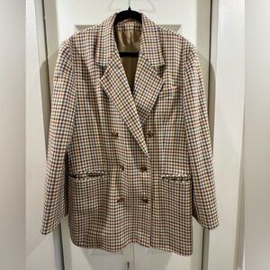 Chic Houndstooth Double-Breasted Blazer